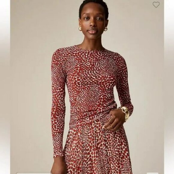 J.CREW Sheer Long-Sleeve Top in Strawberry swirl print Size M - Picture 1 of 5